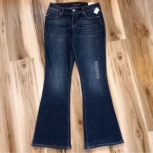 NEW Maurices Mid Rise Flare Jeans Womens Medium M Dark Wash Denim Flex NWT